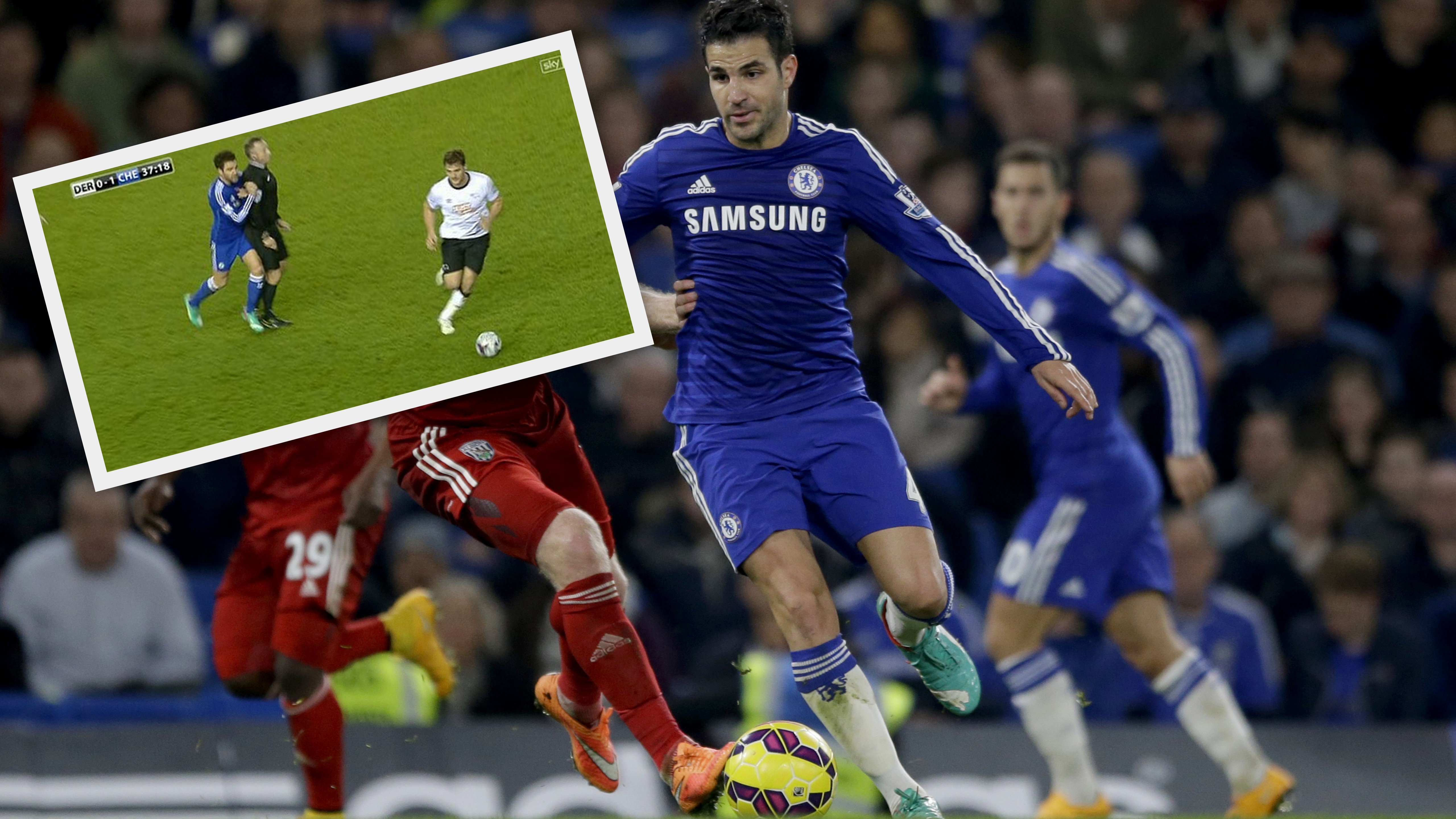 Cesc Fabregas vs rozhodca Jonathan Moss